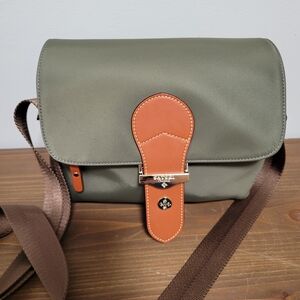 Olive Green and Tan Men's Crossbody Bag